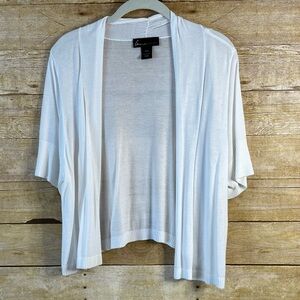 Lane Bryant Women’s Plus White Open Front Cardigan Shrug Cropped Size 18-20 EUC